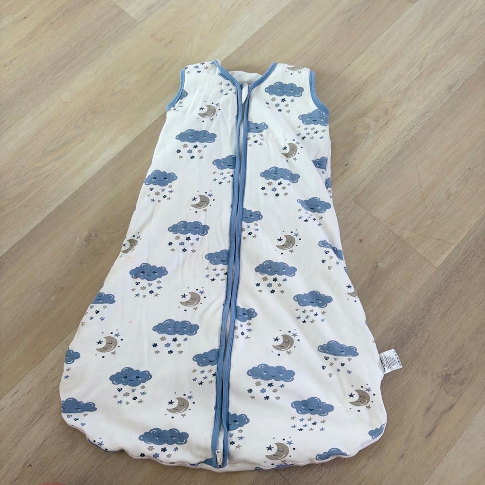 Yoefoss Baby Sleep Sack 6-12 Months Blue Cloud Moon Minky Lined SS-M-006-M